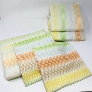 Lot of Vintage Sheets Green Orange Yellow Blue Brown Stripe
